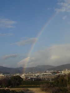 岡山城で見た虹